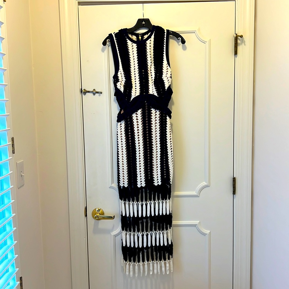 Self-Portrait navy blue and white crochet dress. Size US size 4.